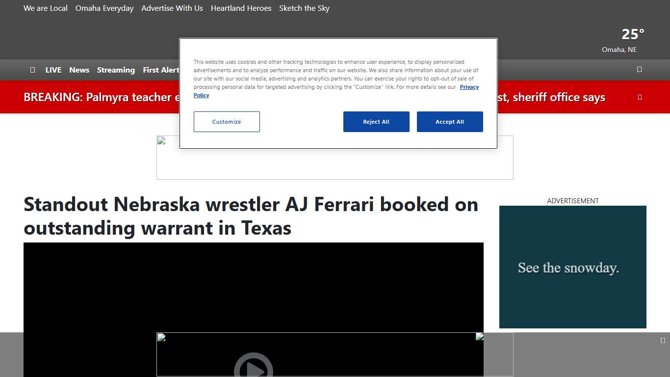 Standout Nebraska wrestler AJ Ferrari booked on outstanding warrant in Texas