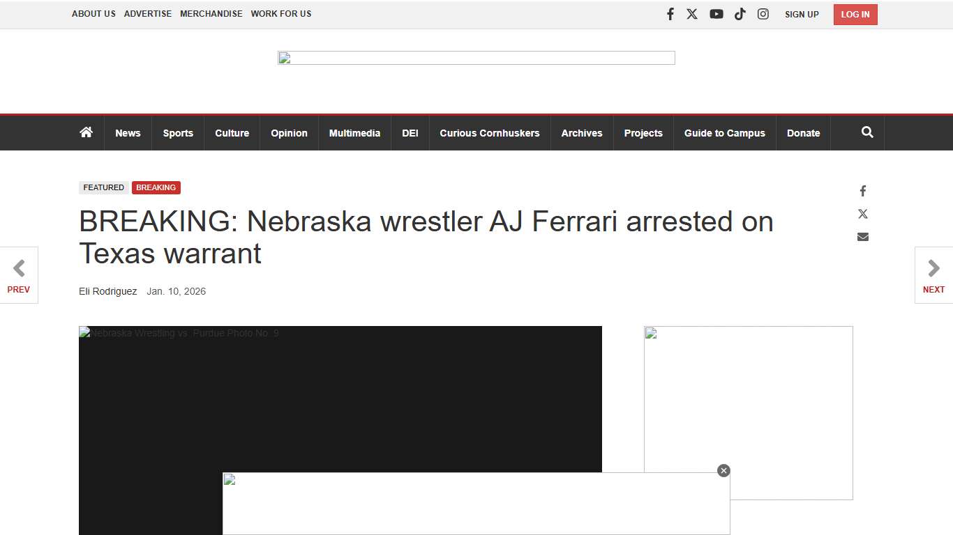 BREAKING: Nebraska wrestler AJ Ferrari arrested on Texas warrant Sports dailynebraskan.com